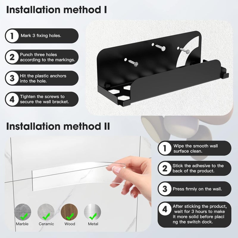 KUNSLUCK Wall Mount for Switch & Switch OLED, Metal Holder Safely Stores Near or Behind TV (Black) - Image 3